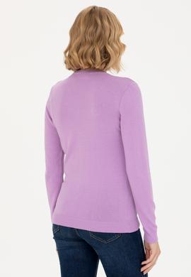 Kadın Lila V Yaka Basic Kazak - 50269014047