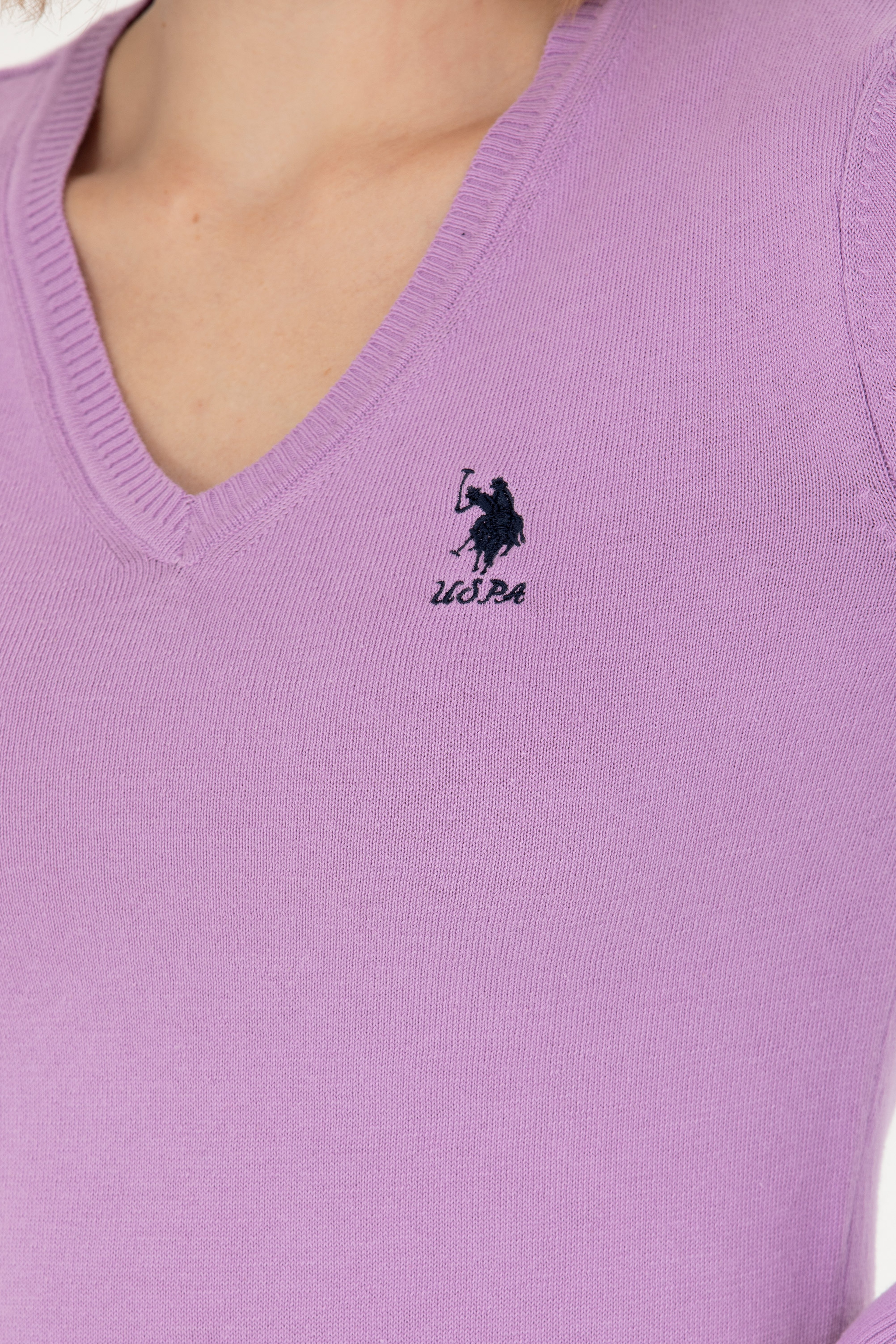 Kadın Lila V Yaka Basic Kazak - Image 7