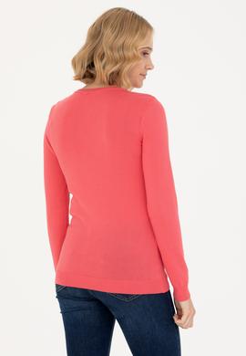 Kadın Pembe V Yaka Basic Kazak - 50269014059