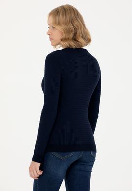 Kadın Lacivert Bisiklet Yaka Basic Kazak - 50269013005