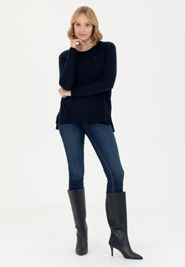 Kadın Lacivert Bisiklet Yaka Basic Kazak - 50269015005