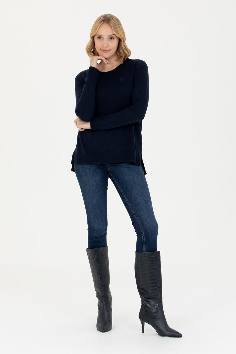 Kadın Lacivert Bisiklet Yaka Basic Kazak - 50269015005