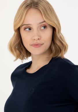 Kadın Lacivert Bisiklet Yaka Basic Kazak - 50269015005