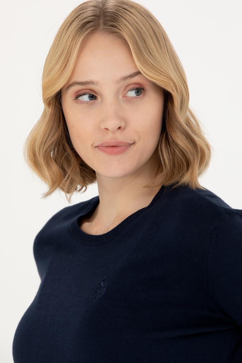 Kadın Lacivert Bisiklet Yaka Basic Kazak - 50269015005