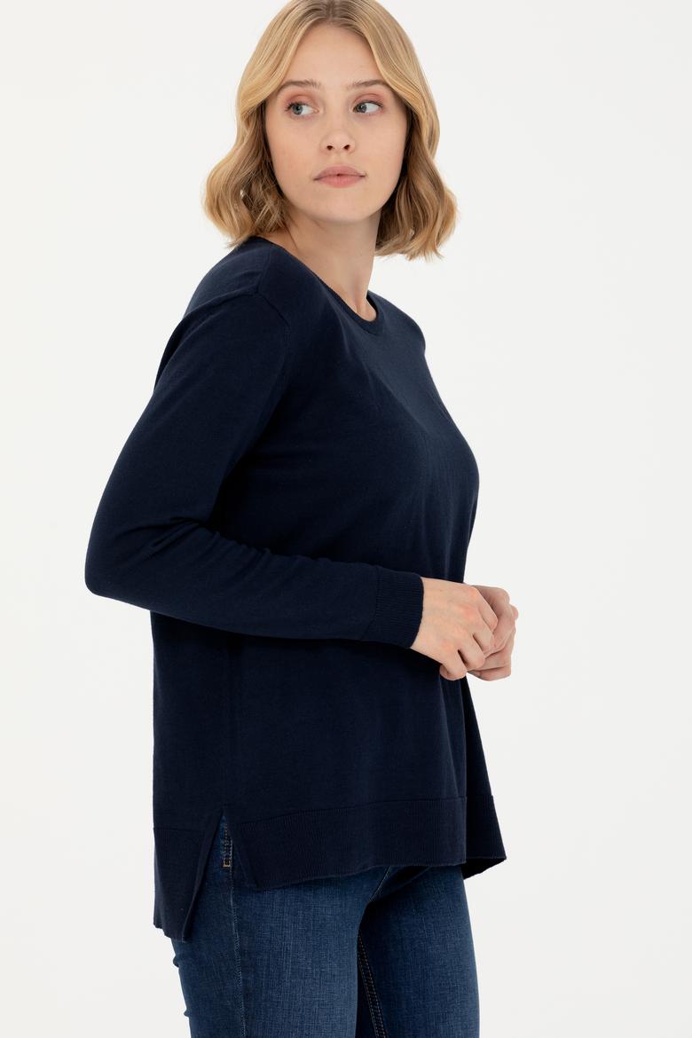 Kadın Lacivert Bisiklet Yaka Basic Kazak - 50269015005