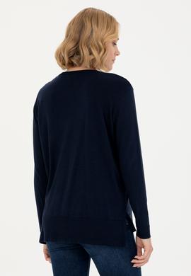 Kadın Lacivert Bisiklet Yaka Basic Kazak - 50269015005