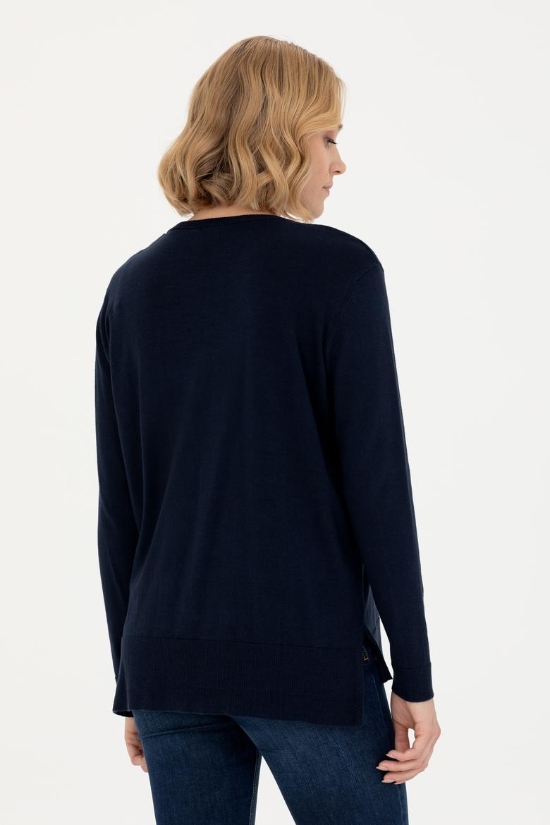 Kadın Lacivert Bisiklet Yaka Basic Kazak - 50269015005