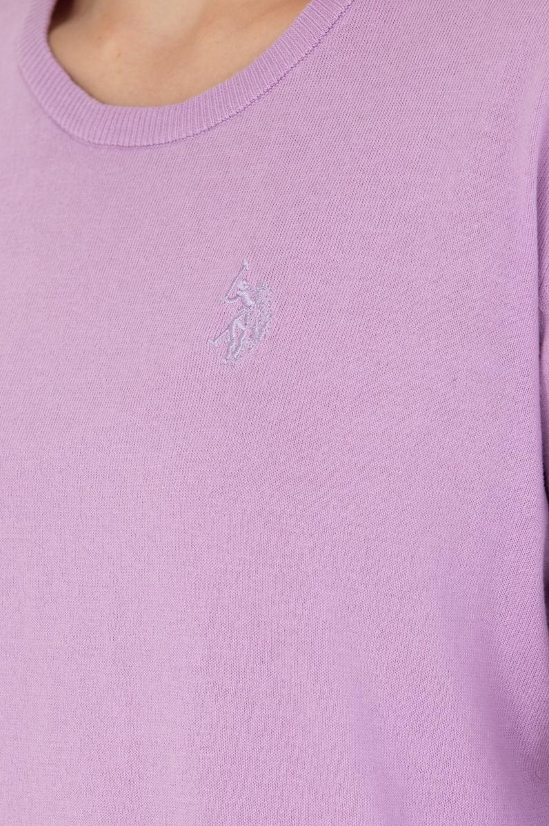 Kadın Lila Bisiklet Yaka Basic Kazak