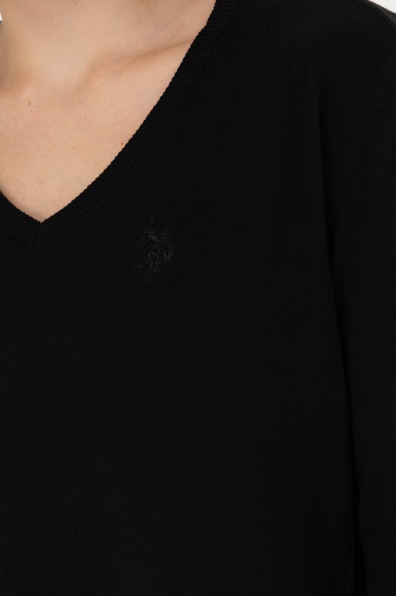 Kadın Siyah V Yaka Basic Kazak