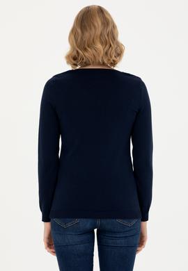 Kadın Lacivert V Yaka Basic Kazak - 50269017005