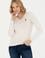 Kadın Krem Melanj V Yaka Basic Kazak