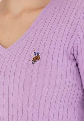Kadın Lila V Yaka Basic Kazak - 50269019047