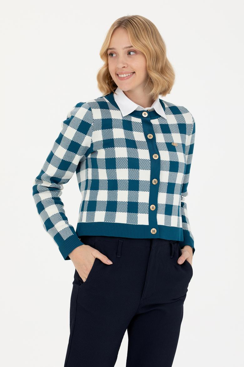 Kadın Petrol Triko Hırka