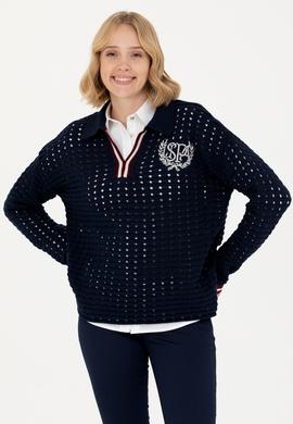 Kadın Lacivert V Yaka Kazak - 50270446012