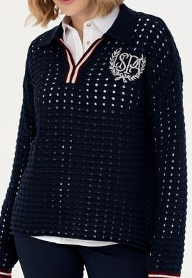 Kadın Lacivert V Yaka Kazak - 50270446012