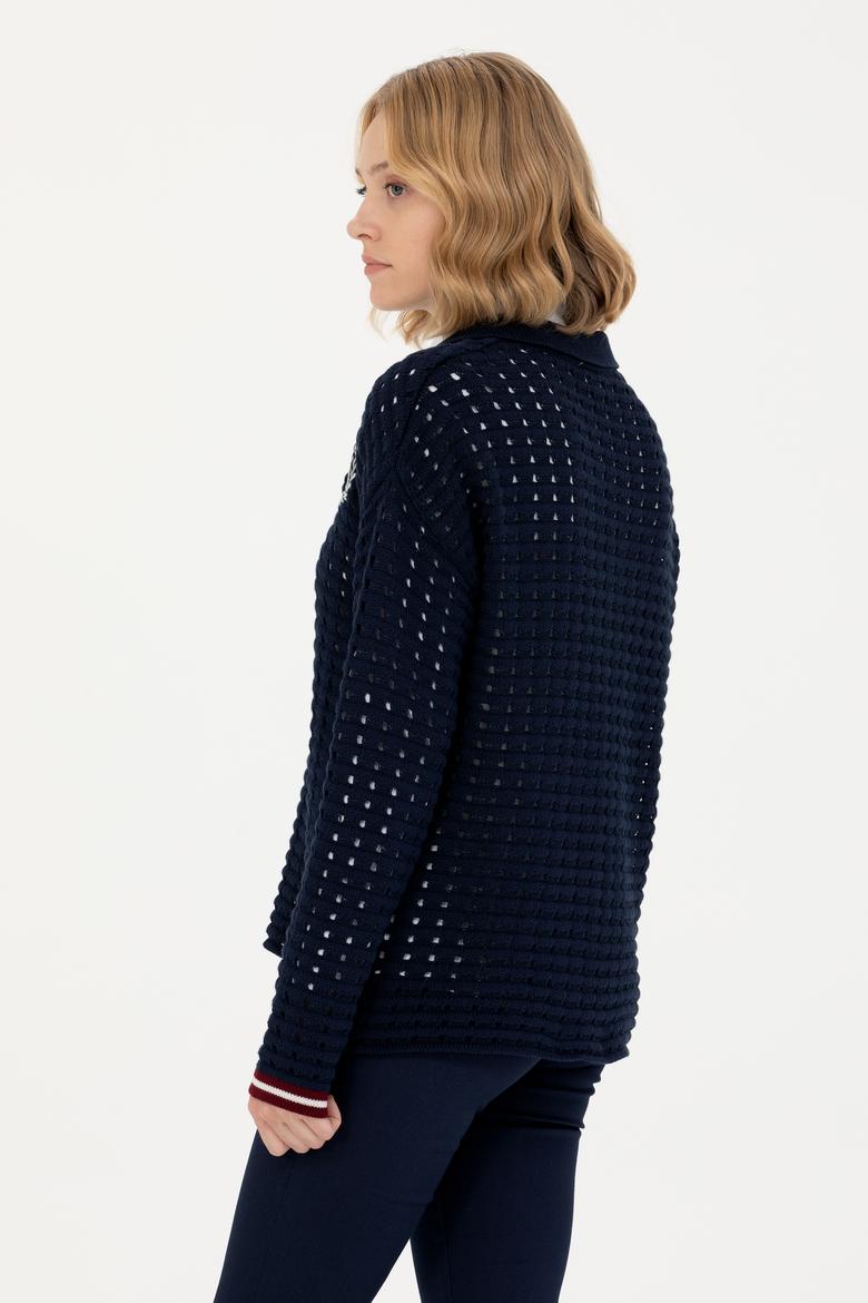 Kadın Lacivert V Yaka Kazak - 50270446012