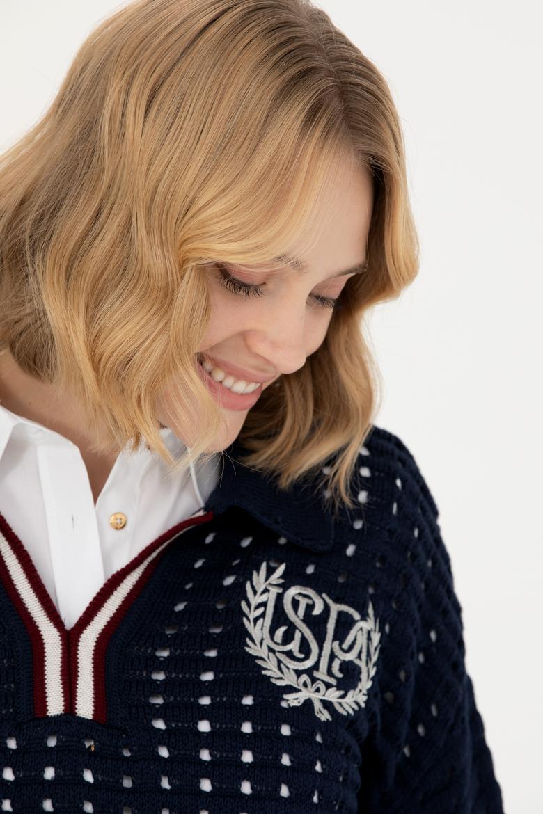 Kadın Lacivert V Yaka Kazak - 50270446012