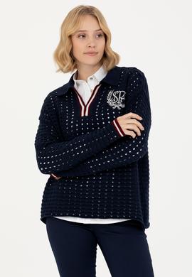 Kadın Lacivert V Yaka Kazak - 50270446012