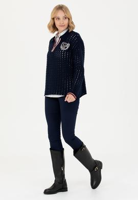 Kadın Lacivert V Yaka Kazak - 50270446012