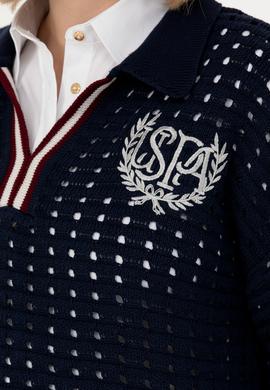 Kadın Lacivert V Yaka Kazak - 50270446012