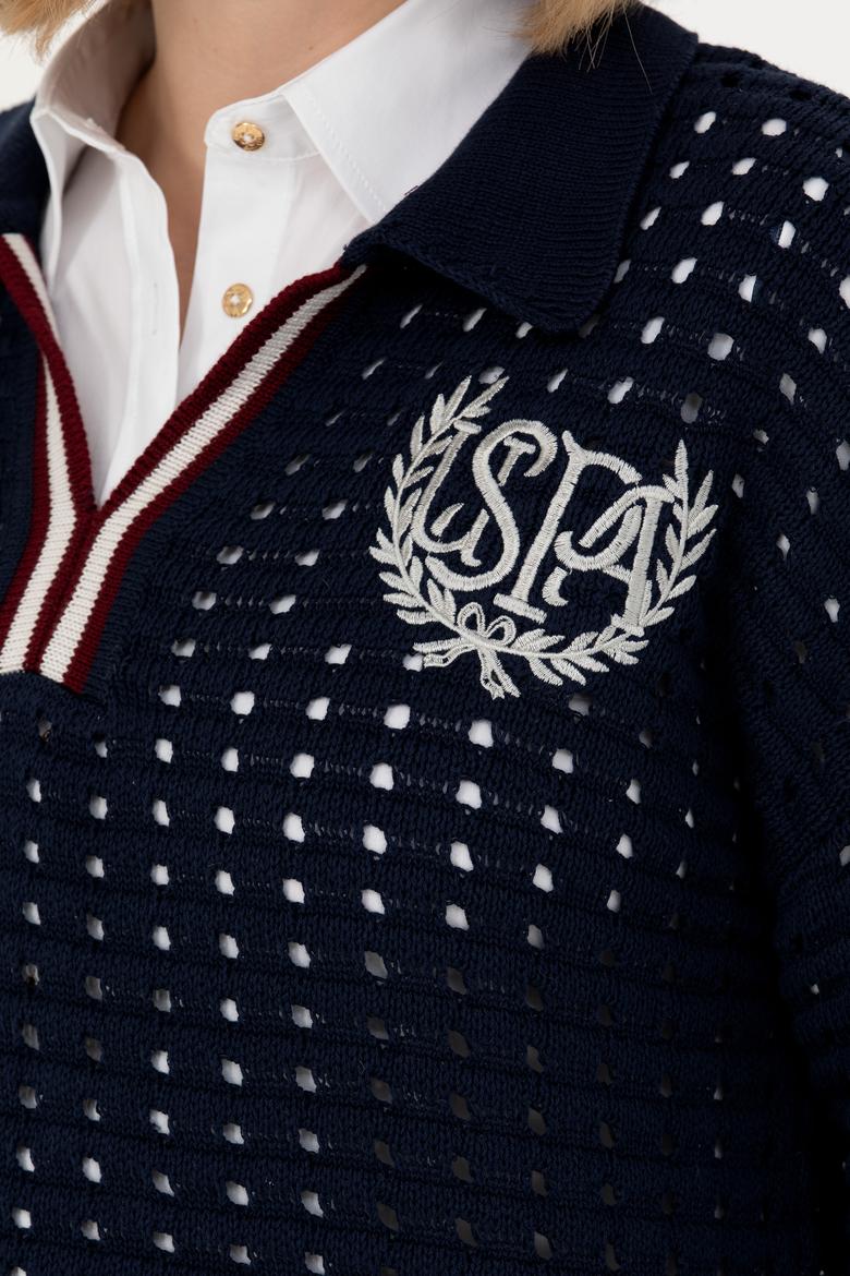 Kadın Lacivert V Yaka Kazak - 50270446012