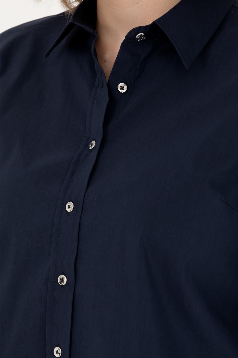 Kadın Lacivert Uzun Kollu Basic Gömlek