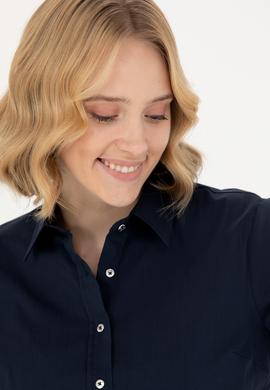 Kadın Lacivert Uzun Kollu Basic Gömlek - 50271263012