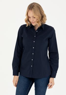 Kadın Lacivert Uzun Kollu Basic Gömlek - 50271263012