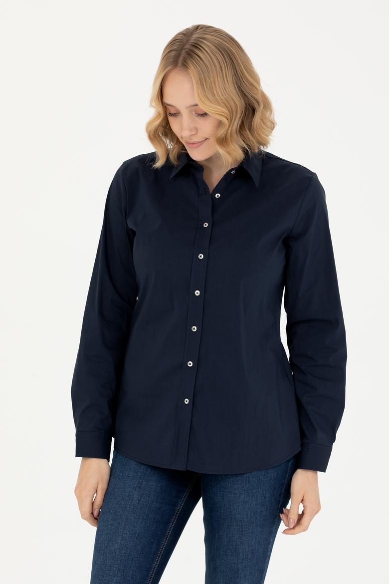 Kadın Lacivert Uzun Kollu Basic Gömlek - 50271263012