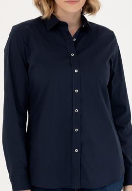 Kadın Lacivert Uzun Kollu Basic Gömlek - 50271263012