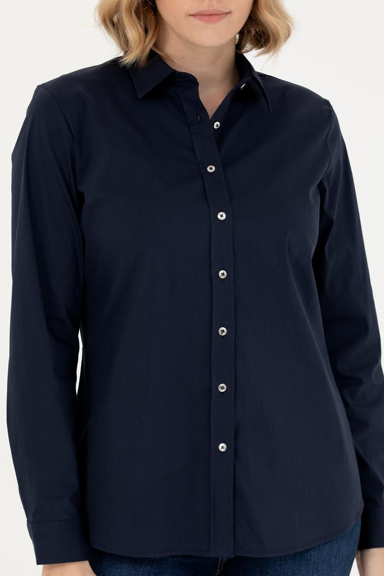 Kadın Lacivert Uzun Kollu Basic Gömlek - 50271263012
