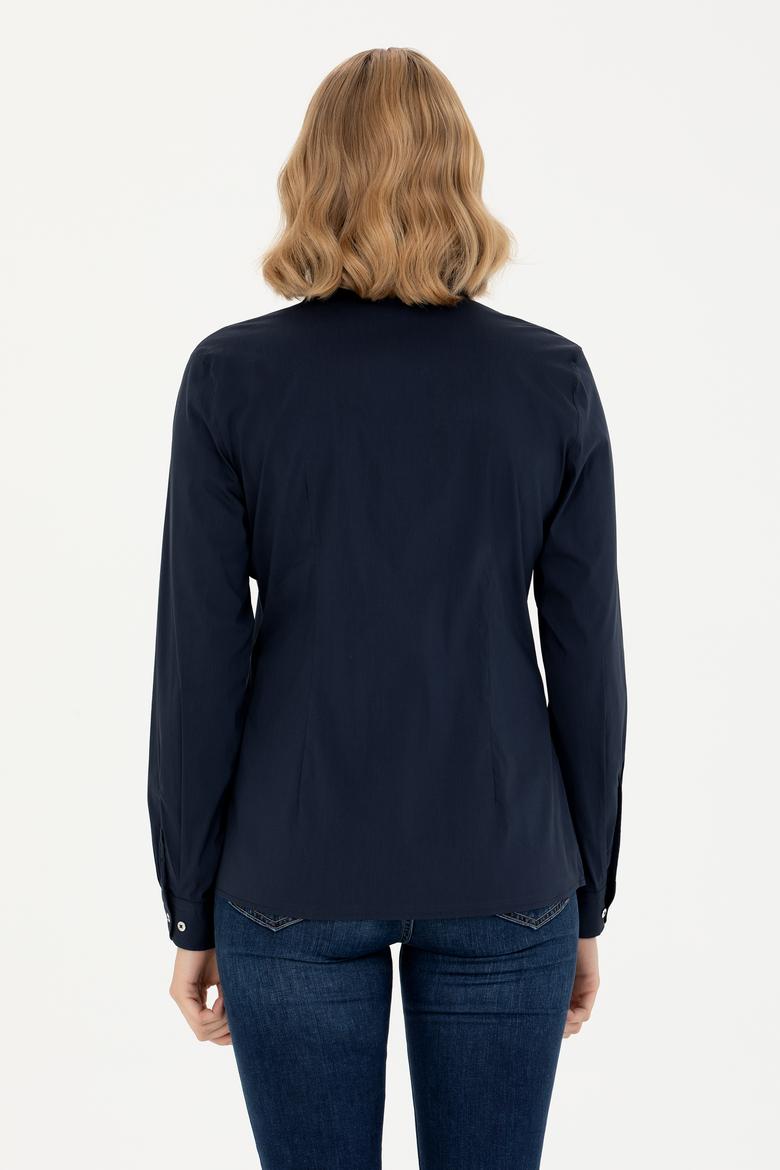 Kadın Lacivert Uzun Kollu Basic Gömlek - 50271263012