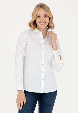 Kadın Beyaz Uzun Kollu Basic Gömlek - 50271264003