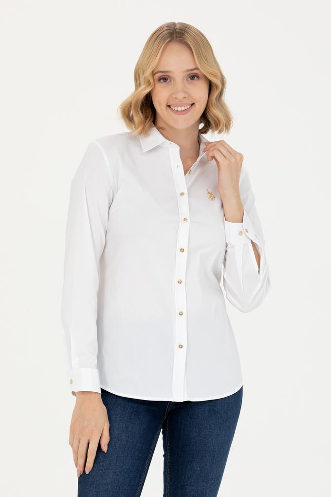 Kadın Beyaz Uzun Kollu Basic Gömlek