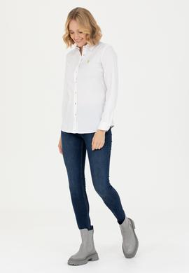 Kadın Beyaz Uzun Kollu Basic Gömlek - 50271264003