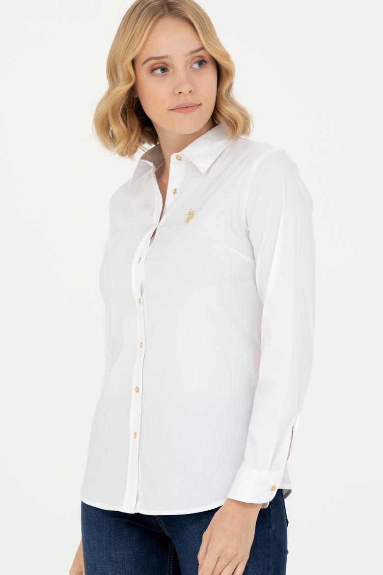 Kadın Beyaz Uzun Kollu Basic Gömlek - 50271264003