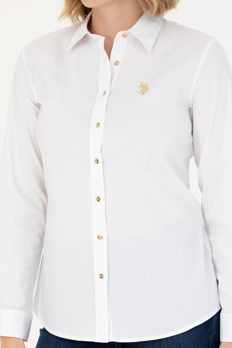 Kadın Beyaz Uzun Kollu Basic Gömlek - 50271264003