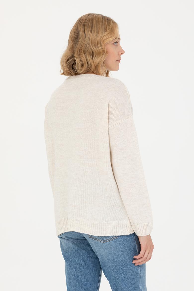 Kadın Krem Bisiklet  Yaka  Kazak - 50272035030