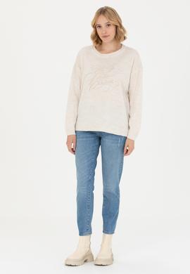 Kadın Krem Bisiklet  Yaka  Kazak - 50272035030