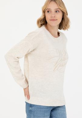 Kadın Krem Bisiklet  Yaka  Kazak - 50272035030