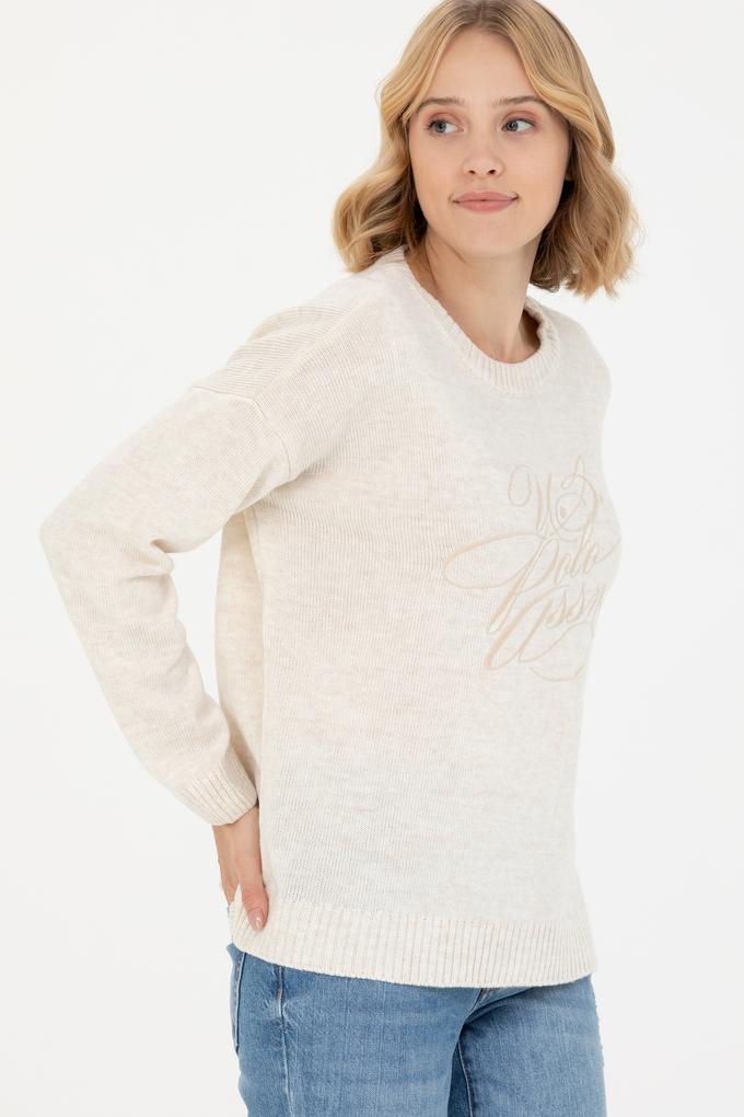 Kadın Krem Bisiklet  Yaka  Kazak