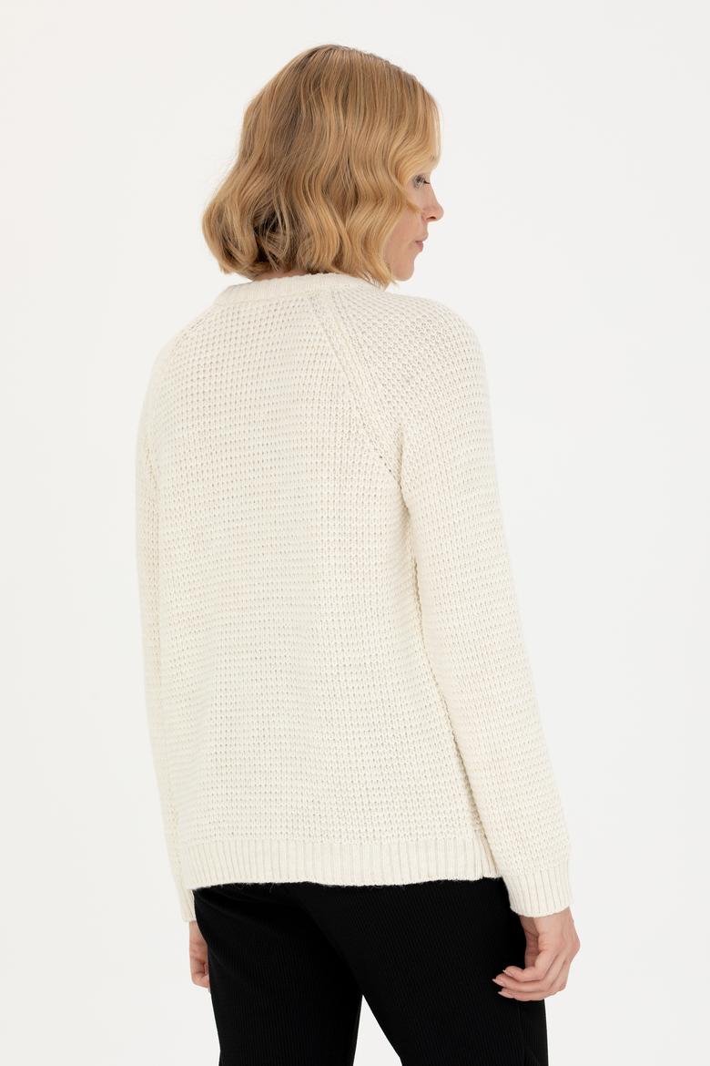 Kadın Krem Bisiklet Yaka  Kazak - 50272045012