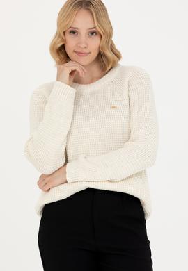 Kadın Krem Bisiklet Yaka  Kazak - 50272045012