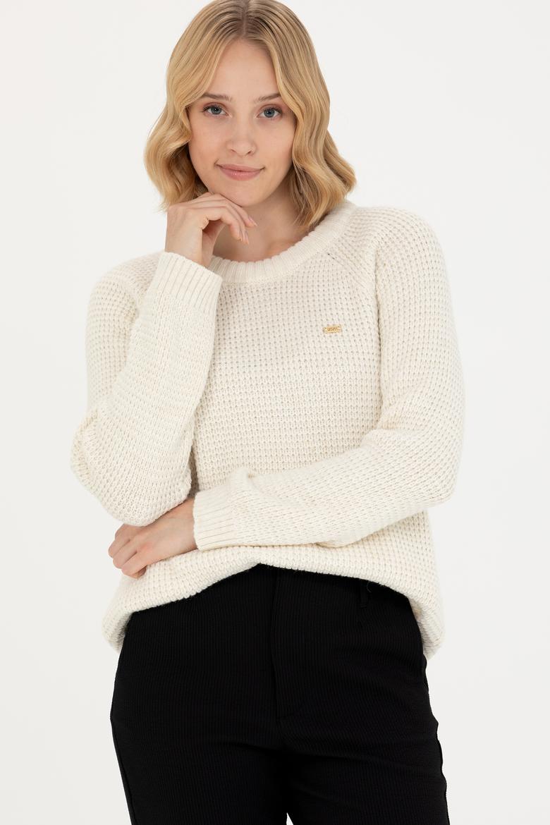 Kadın Krem Bisiklet Yaka  Kazak - 50272045012