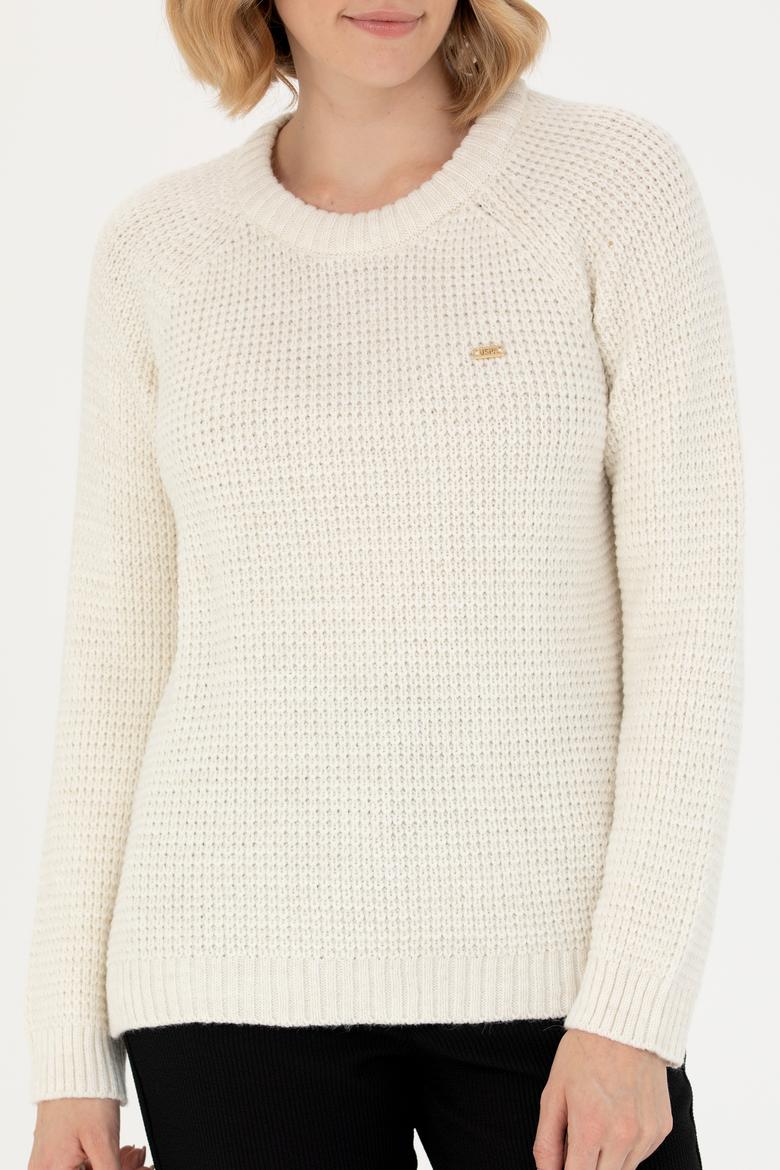 Kadın Krem Bisiklet Yaka  Kazak - 50272045012