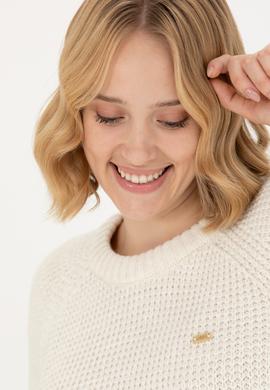 Kadın Krem Bisiklet Yaka  Kazak - 50272045012