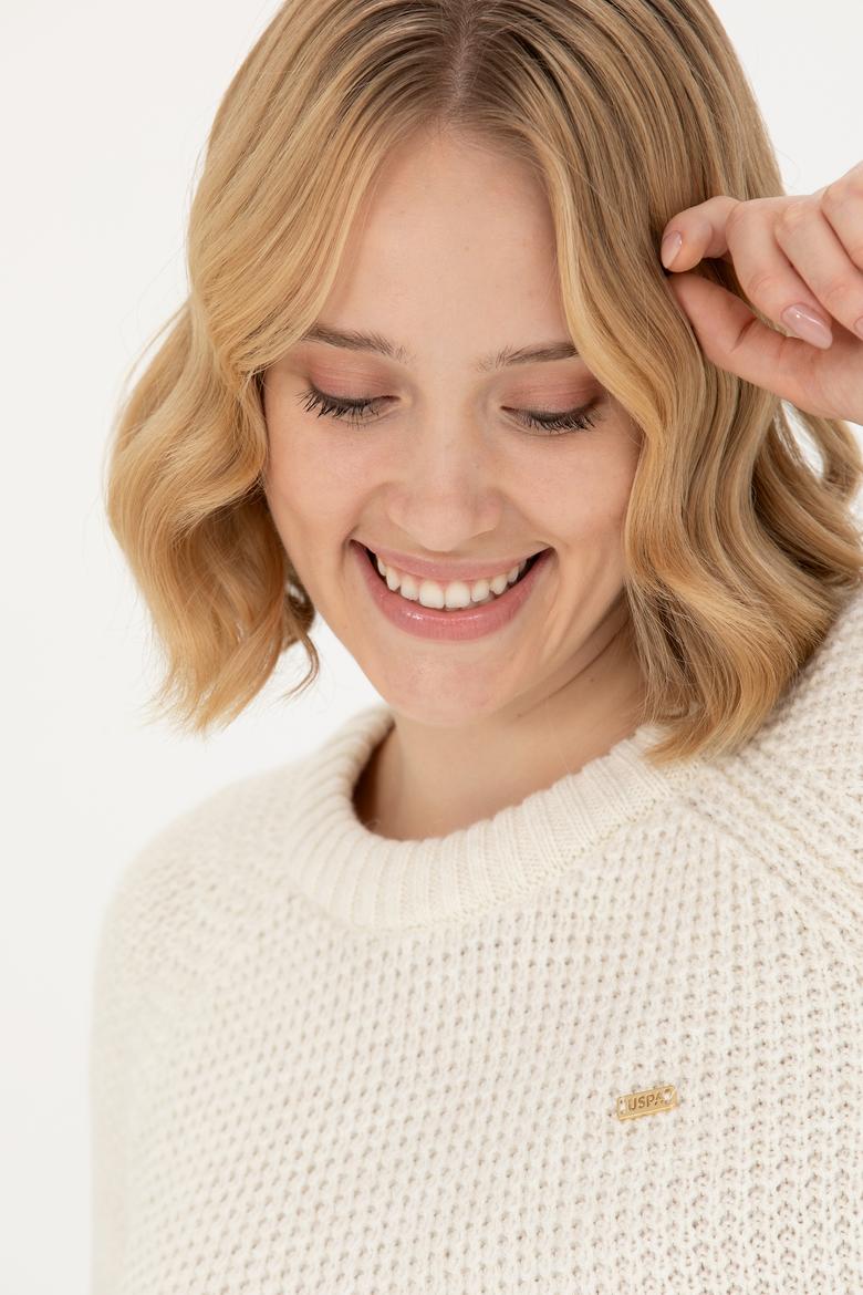 Kadın Krem Bisiklet Yaka  Kazak - 50272045012