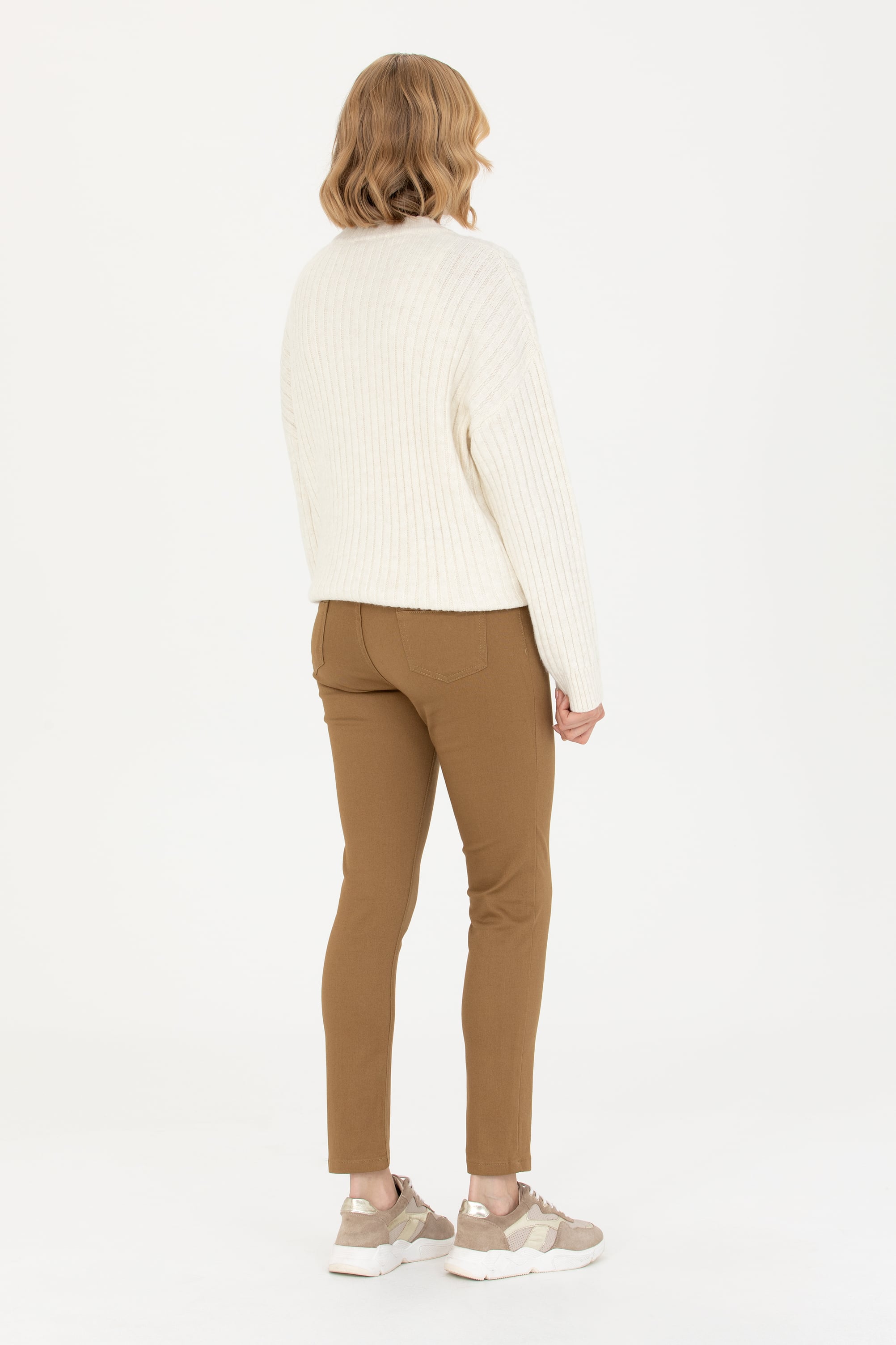 Kadın Açık Haki Kanvas Pantolon - Image 4