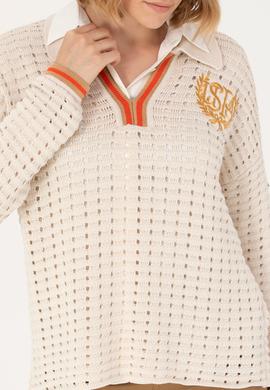 Kadın Krem V Yaka  Kazak - 50270446005