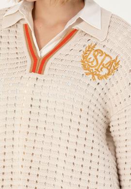 Kadın Krem V Yaka  Kazak - 50270446005